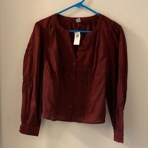Old Navy Maroon Long Sleeve Blouse